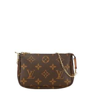 LOUIS VUITTON Brown Monogram Leather Pochette Mini Bag